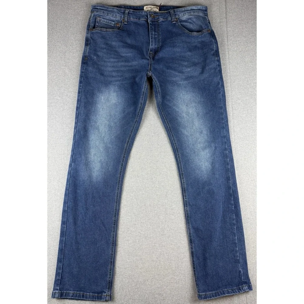 Hudson & Barrow NYC Men's Jeans 38x32 Stretch Straight Leg Medium Wash Blue